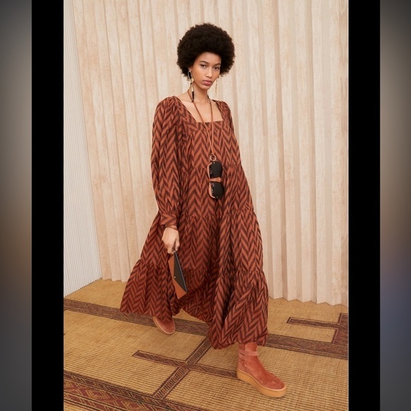 New! Ulla Johnson Striped Georgina Dress in Mahogany ✨ RARE size 2 Runway - Picture 1 of 11